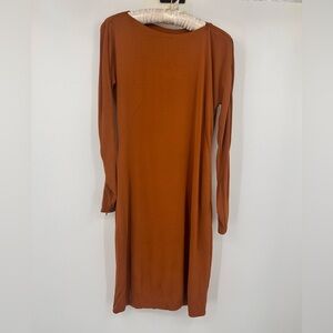 Akris Cognac Brown Dress Zipper Neckline Womens US 6 Minimalist